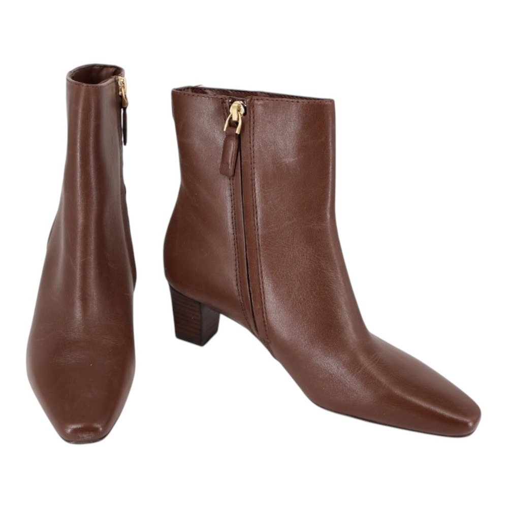 Lauren Ralph Lauren Willa Dark Mahogany Ankle Boots 6B Burnished Calf New Box